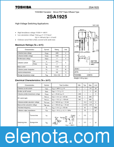 Toshiba 2SA1925 datasheet