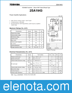 Toshiba 2SA1943 datasheet