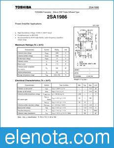 Toshiba 2SA1986 datasheet