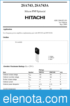 Hitachi 2SA743A datasheet