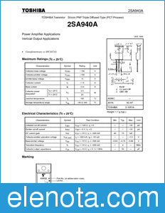 Toshiba 2SA940A datasheet