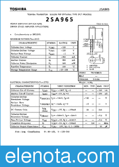 Toshiba 2SA965 datasheet