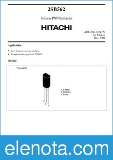 Hitachi 2SB562 datasheet