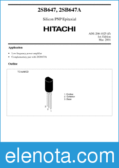 Hitachi 2SB647 datasheet