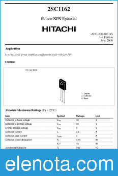 Hitachi 2SC1162 datasheet