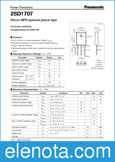 Panasonic 2SD1707 datasheet