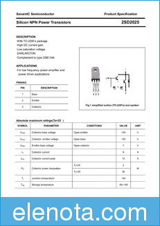 SavantIC Semiconductor 2SD2025 datasheet