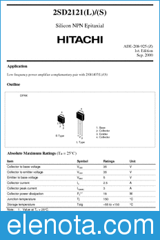 Hitachi 2SD2121(L) datasheet
