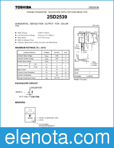 Toshiba 2SD2539 datasheet