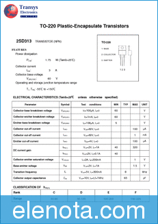 TRANSYS Electronics Limited 2SD313 datasheet