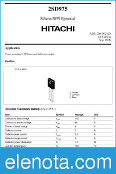 Hitachi 2SD975 datasheet
