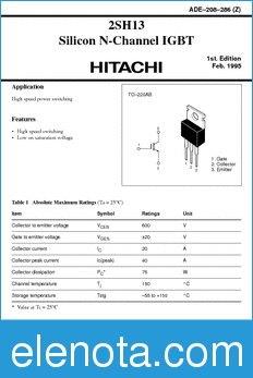 Hitachi 2SH13 datasheet