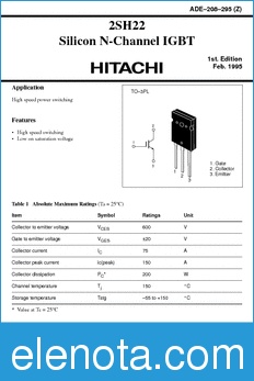 Hitachi 2SH22 datasheet