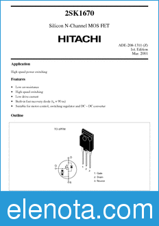 Hitachi 2SK1670 datasheet