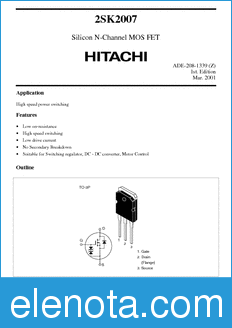 Hitachi 2SK2007 datasheet