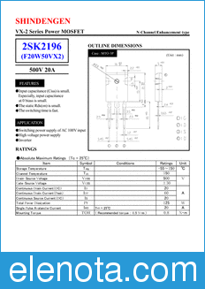 Shindengen 2SK2196 datasheet