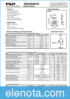 Fuji Electric 2SK2648 datasheet