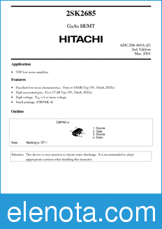 Hitachi 2SK2685 datasheet