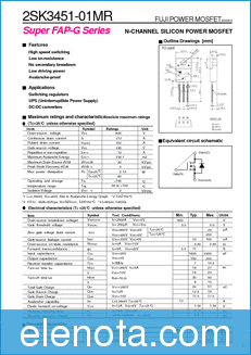 Fuji Electric 2SK3451-01MR datasheet