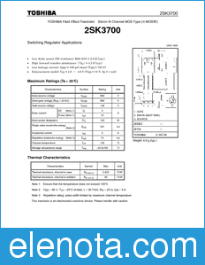 Toshiba 2SK3700 datasheet