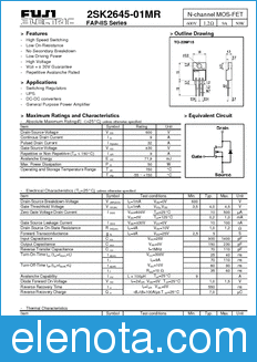 Fuji Electric 2sk2645-01MR datasheet