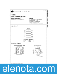 National Semiconductor 54AC02 datasheet