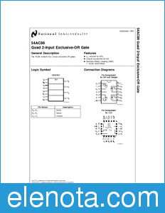 National Semiconductor 54AC86 datasheet