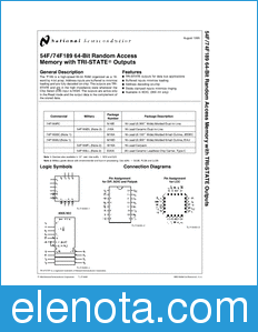 National Semiconductor 54F189 datasheet