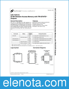 National Semiconductor 54F219 datasheet