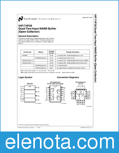 National Semiconductor 54F38 datasheet