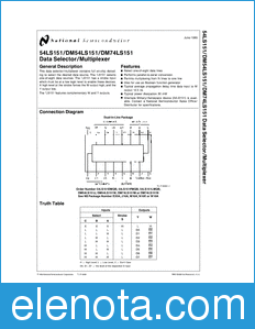 National Semiconductor 54LS151 datasheet