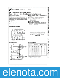 National Semiconductor 54LS153 datasheet