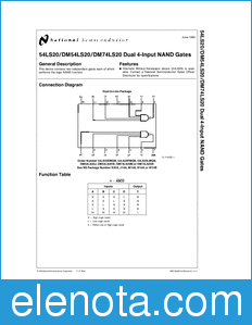 National Semiconductor 54LS20 datasheet