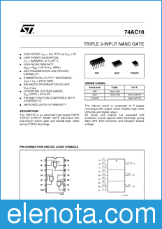 STMicroelectronics 74AC10 datasheet