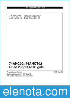 Philips 74AHC02 datasheet