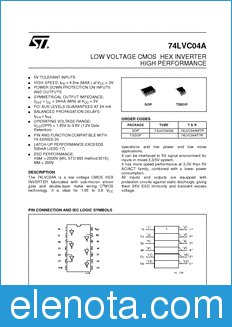 STMicroelectronics 74LVC04AMTR datasheet