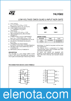 STMicroelectronics 74LVQ02MTR datasheet