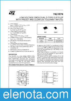 STMicroelectronics 74LVX74MTR datasheet