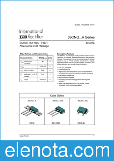 International Rectifier 89CNQ...A datasheet