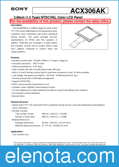 Sony Semiconductor ACX306AK datasheet