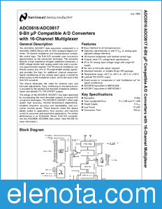 National Semiconductor ADC0816 datasheet
