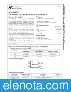 National Semiconductor ADC082S021 datasheet