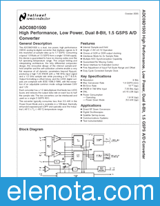 National Semiconductor ADC08D1500 datasheet