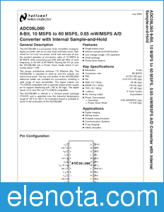 National Semiconductor ADC08L060 datasheet