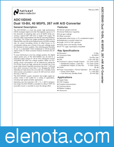 National Semiconductor ADC10D040 datasheet