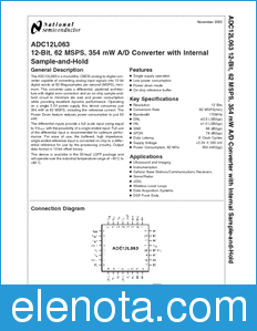 National Semiconductor ADC12L063 datasheet
