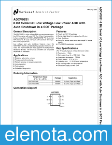 National Semiconductor ADCV0831 datasheet