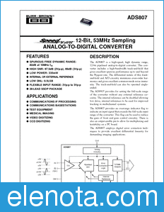Texas Instruments ADS807 datasheet