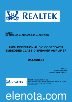 Realtek Semiconductor ALC269 datasheet