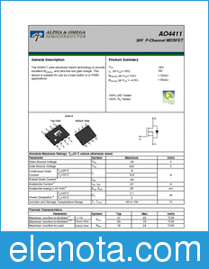 Alpha&Omega Semiconductor AO4411 datasheet